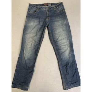 Engine Inc Jeans Mens 33x32 Straight Leg Denim Distressed Medium Wash Casual Pan